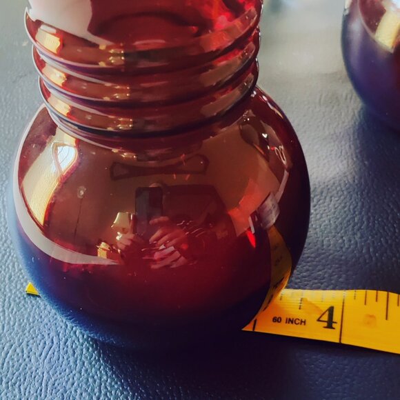 Royal Ruby Vintage Vases by Anchor Hocking c1930-1960 Gorgeous pair for Holidays - Picture 10 of 10